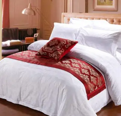 

50*240CM Luxury Bed Runner Home Hotel solid red runner mat increase room Dec polyester patchwork Textile FG221-2