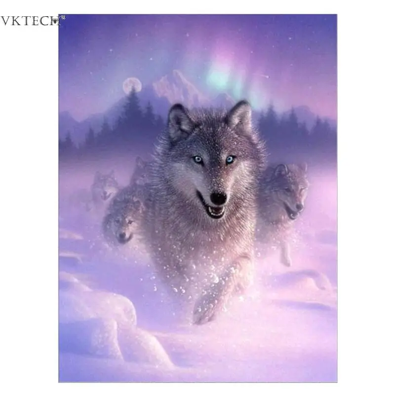 

Arctic Wolf Diamond Painting 5D Round Diamond Embroidery Cross Stitch Mosaic Craft for Home Decoration Wall Art Sticker Picture