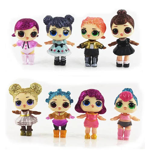 

8pcs new Shiny gold baby party present Dolls Action Figure Series LadyBug LOL doll Toys children's dolls Kid baby brithday Gifts