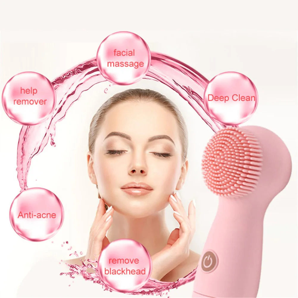 

Electric Waterproof Silicone Face Wash Brush Facial Cleansing Vibration Negative Ion Face Brush Silicone cleansing instrument
