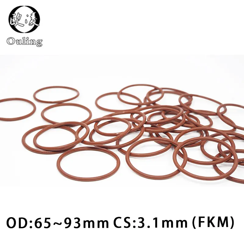 

2PCS/lot Fluorine rubber Ring Brown FKM O ring Seal CS:3.1mm OD65/70/77/80/93mm Rubber O-Ring Seal Oil Ring Fuel Gasket Washer