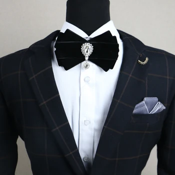 

High quality men's British bow diamond bow tie Male banquet married bride and groom bow tie