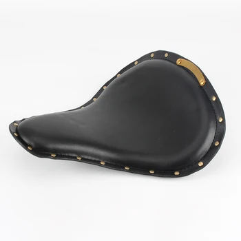

Motorcycle Cafe Racer Solo Seat Black Leather Slim Large Chopper Rivet Seat Custom