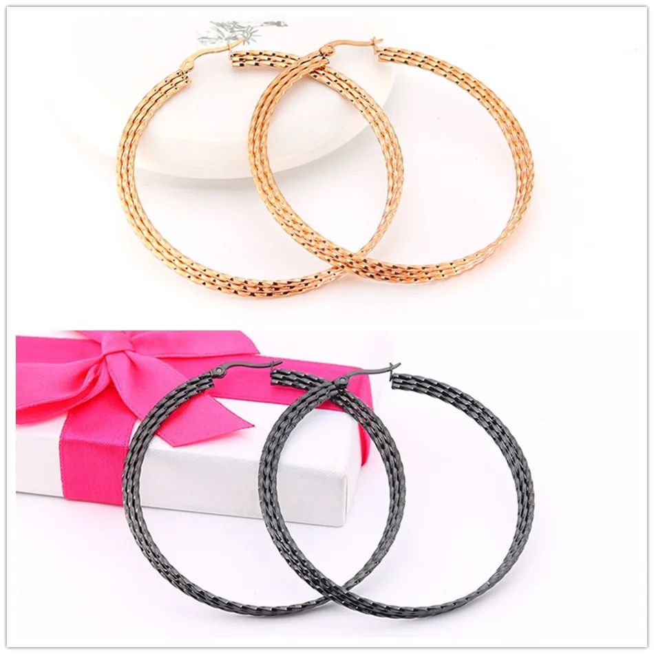 

Big hoop earrings jwelry for women Round Twisted Rose Gold Silver Prevent allergy stainless steel earrings hoop for women