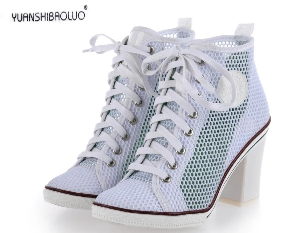

The new spring and summer 2016 Leisure net surface deep mouth thick with documentary shoes sexy women shoes white gauze round he