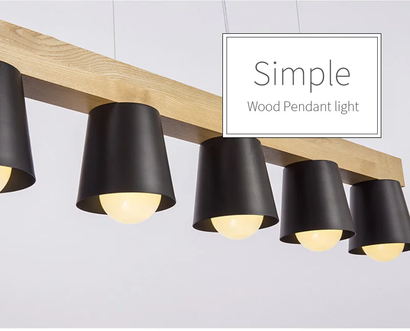 Japan Style Simple Wood Pendant Light Modern Black White Lampshade Wooden Pendant Lights Dining Room Hanging Lamp Kitchen Fixture (9)