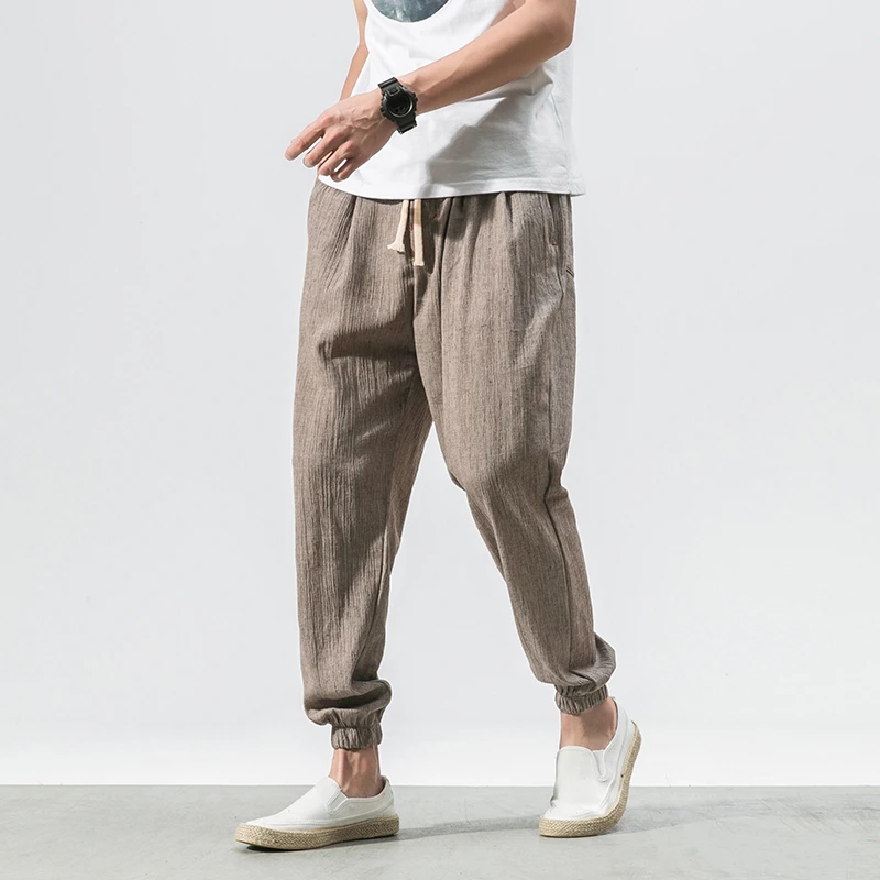 2018 nuevo estilo de Japón los causales pantalones Comfort Homewear pantalones flojos masculinos transpirable Harem Vintage Mens Pantalones| Harén| - AliExpress
