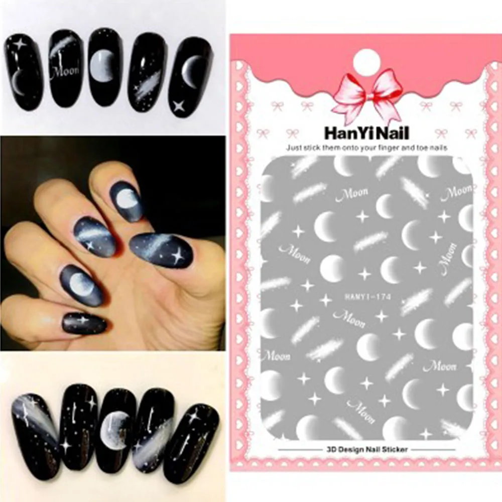 1 Moonlight 3D Nail Art Stickers Lunar Eclipse Nail Stickers Star Adhesive Nail Sticker Nail Decoration 2