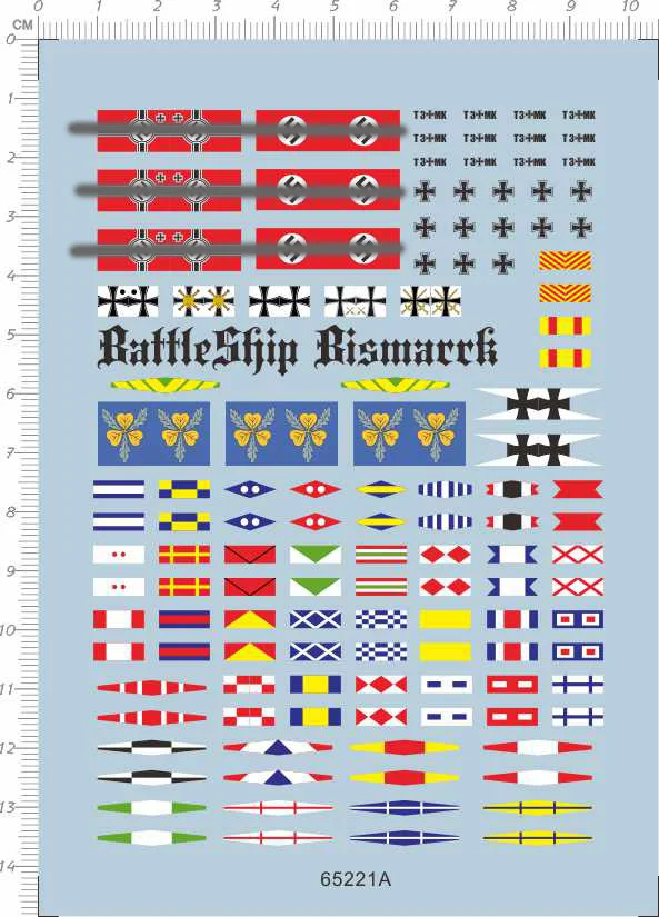 DetailUp 1/350 Scale bismarrk carrier code flag Mdoel Water Decal 10*14cm