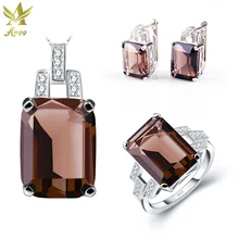 ANGG 5 9 ct Jewelry Set for Women 925 Sterling Silver Jewelry Ring Earrings Necklace Wedding