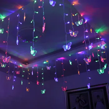

Christmas Tree Hanging Led Butterfly String Light Waterproof Curtain Christmas Holiday 48pcs LED String Lights Decoration Bulbs