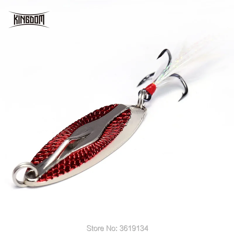 

Kingdom Bevel Cut Metal Spinner Spoon Fishing Lure Hard Baits Full Aqueous Layer Metal Material With Feather Hook Fishing Tackle
