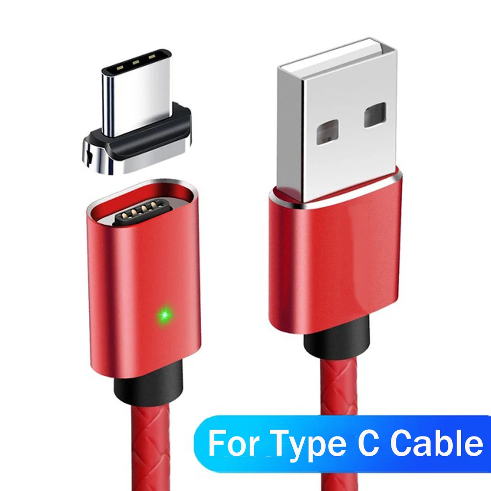 Красный Jetjoy Тип C Магнитный кабель USB C 3A быстро Зарядное устройство телефон привести провод для Samsung S8 S9 LG Xiaomi для huawei Коврики 20 Pro P20 - Цвет: Красный