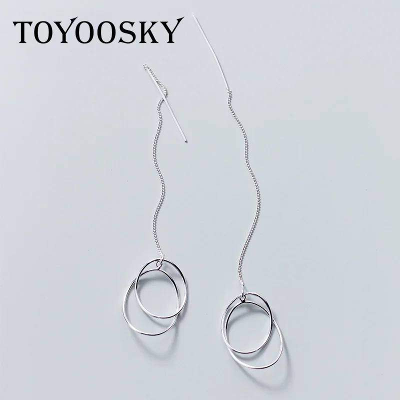 TOYOOSKY 925 серебряные ювелирные изделия для ушей, модные круглые серьги, темпераментные длинные серьги с кисточками, ювелирные изделия для женщин