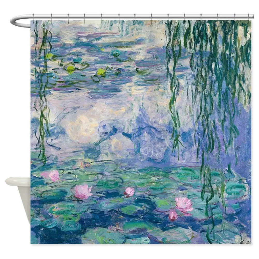 Water Lilies Claude Monet Fine Art - Decorative Fabric Shower Curtain (69&quotx70&quot) | Дом и сад