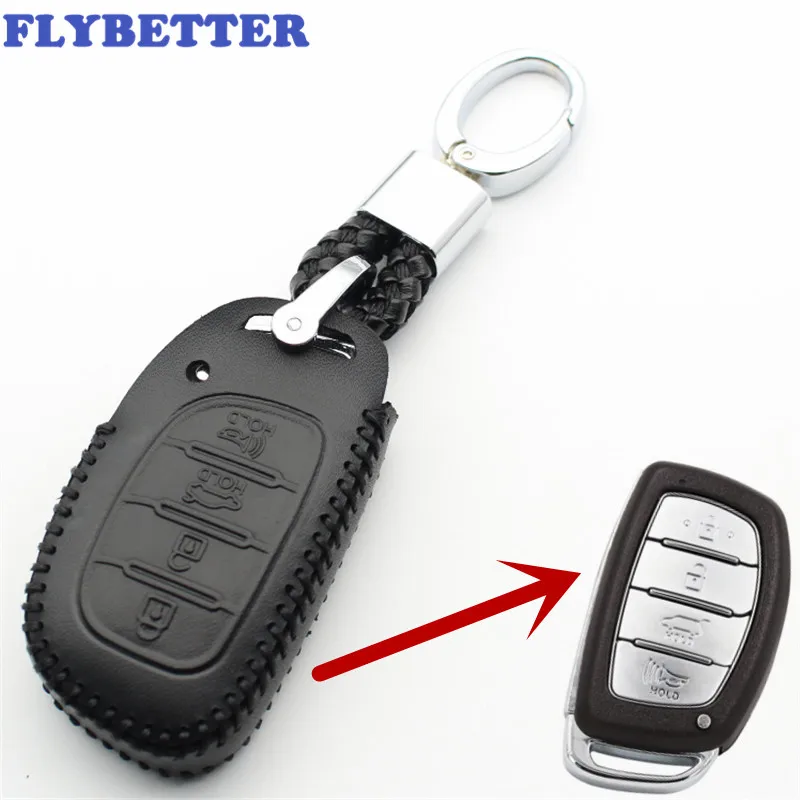 FLYBETTER кожаный брелок 4 кнопки Smart Key чехол для hyundai IX25/IX35/Elantra/Соната/I40 стайлинга автомобилей L219