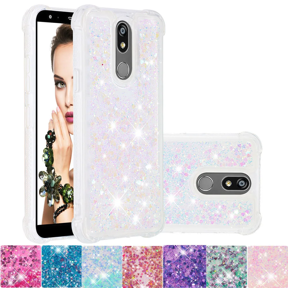 

For LG K40 Bling Case for LG X4 2019 Cute Soft Cover for LG K12 Plus K12+ Glitter Dynamic Liquid Quicksand Silicone Bumper Cases