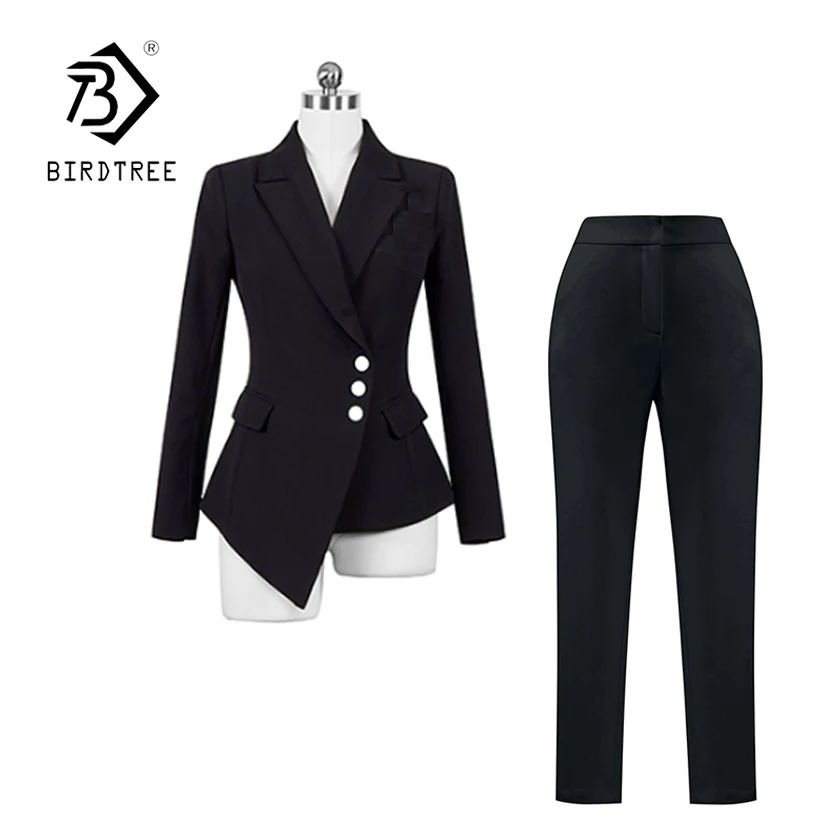 New Arrival Women's Black Single Breasted Asymmetrical