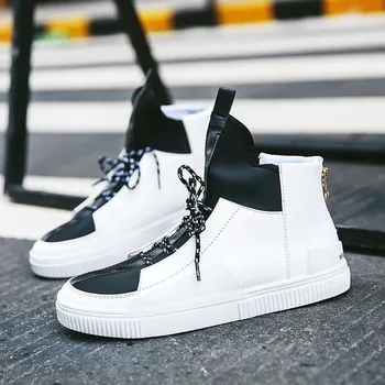 

Fashion Luxury Leather Casual Shoes Men High Help New White Breathable Black Red Hot Style Soft Sneakers Hip Hop Shoes Men