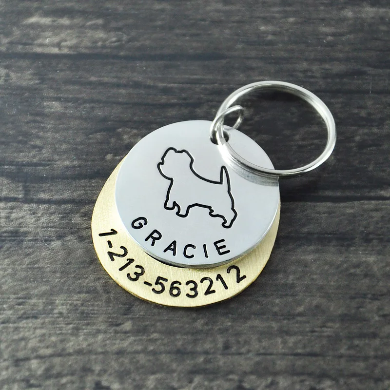 

Personalized dogtags, Westie dog tag,Custom Dog ID Tag, Hand Stamped Identification Dog Tag, engraved name and number