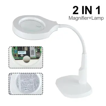 

18 LED Portable Adjustable LED Desk Table Lamp Light Student Lamp Book Light Read Working Lamp With 5X/12X Magnifying Glass