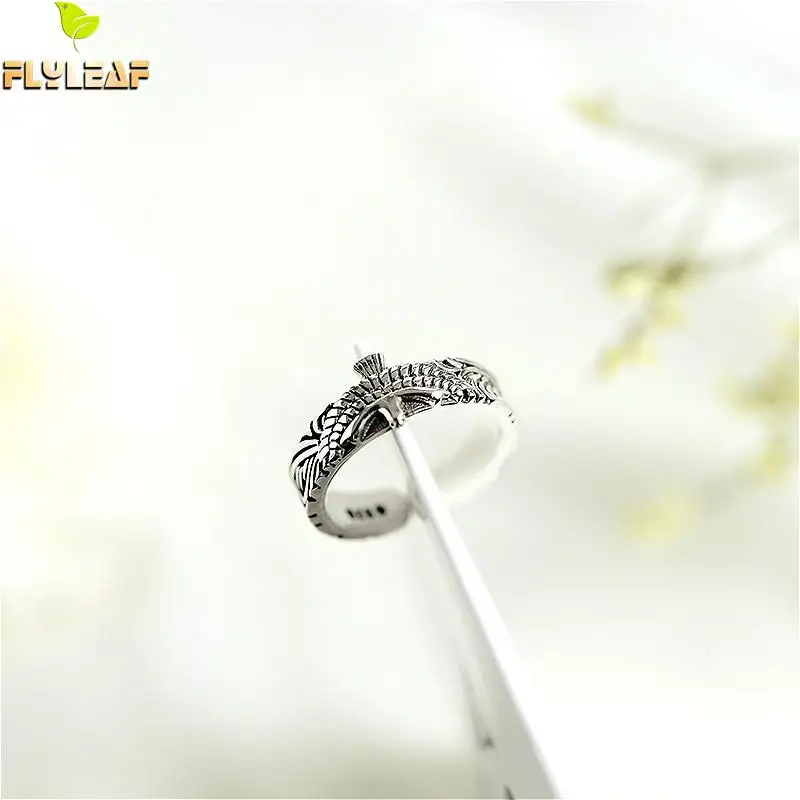 

Flyleaf Eagle Real 925 Sterling Silver Rings For Women High Quality Designer Fine Jewelry Femme Open Ring Vintage Simple Party