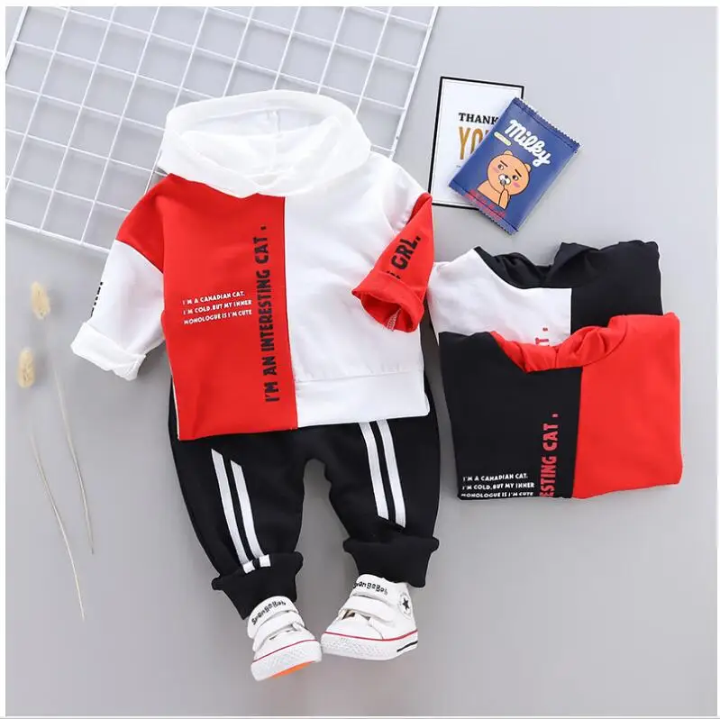 

ZWXLHH 2019 Spring Baby Boys Girls Clothing Sets Toddler Infant Clothes Suits Hooded Letter Shirt Pants Kids Children Costume