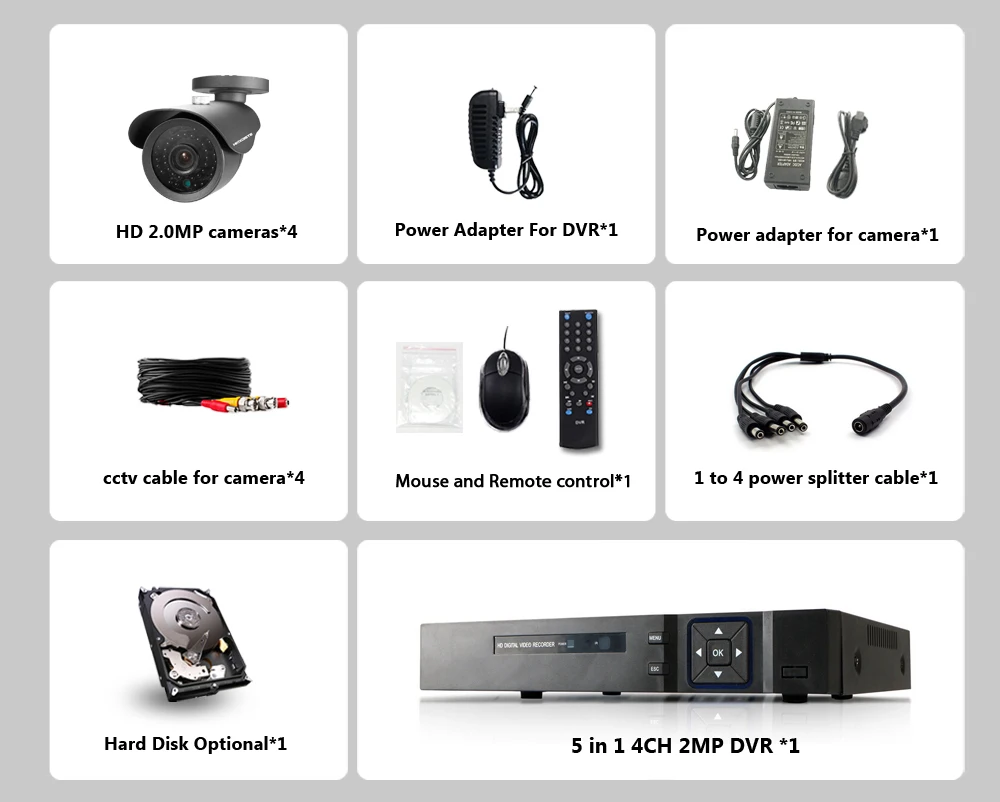 4CH система видеонаблюдения 1080P HDMI AHD 4CH DVR 4 шт. 2,0 Мп ИК наружная камера безопасности 3000TVL камера наблюдения 1080 P ahd dvr