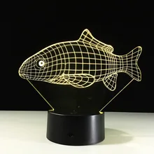 7 цветов азиатская лампа в виде карпа 3D визуальные Светодиодные ночные светильники для детей сенсорный USB Настольный Lampara Lampe детский спальный ночник Банк питания