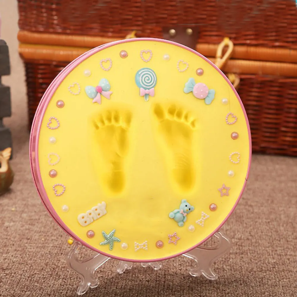 

0-1T Creative Newborn Baby Hand Foot Print Clay Ink Paste Mud Infant Iron box Souvenir Set Growth Commemorate Birthday Gift