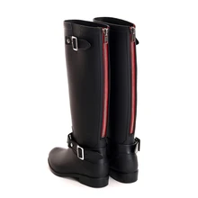Punk style zipper tall boots women’s pure color rain boots outdoor rubber water shoes for female 36-41 plus size