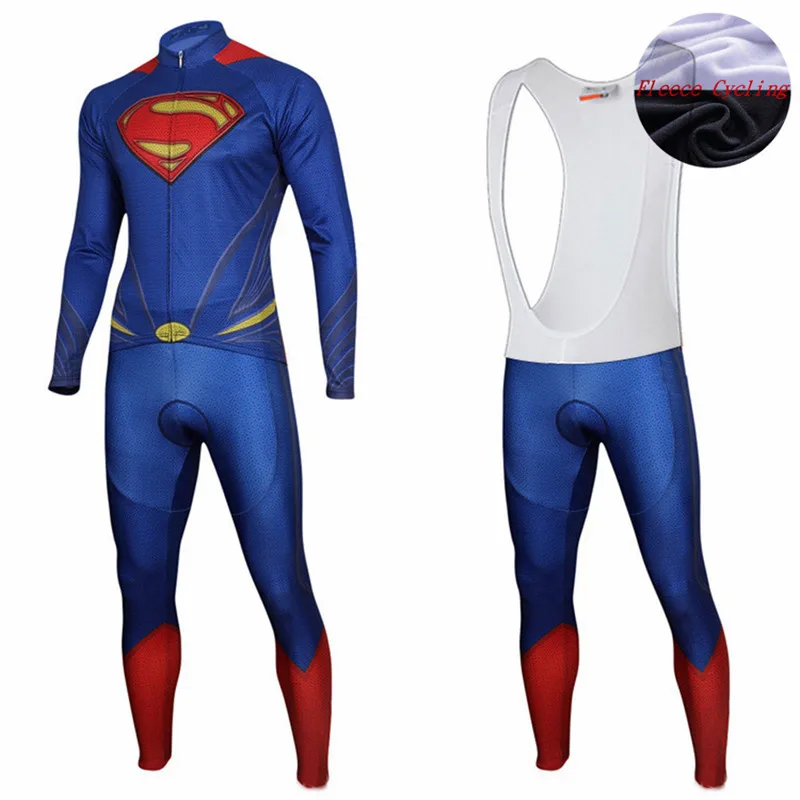 Флисовая длинная футболка для велоспорта с супергероем человеком-пауком, Бэтменом, Железным человеком, супергероем, флисовая велосипедная одежда, униформа для мужчин, набор