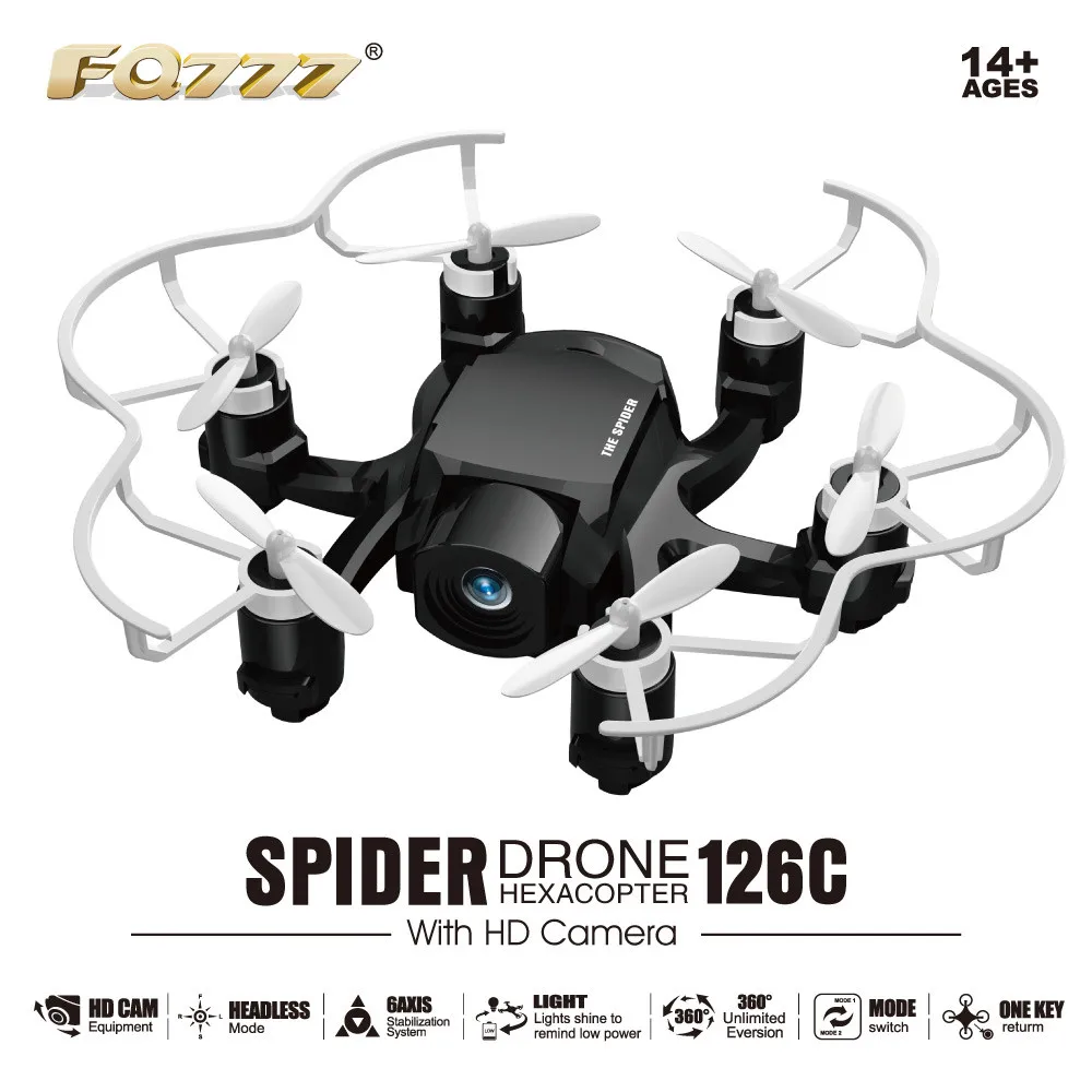 

FQ777 Dual Mode RC Drone Dron Headless Mode 360 Degree Eversion Copter with HD Camera Quadcopter 3D Rollover Spider Drones RTF