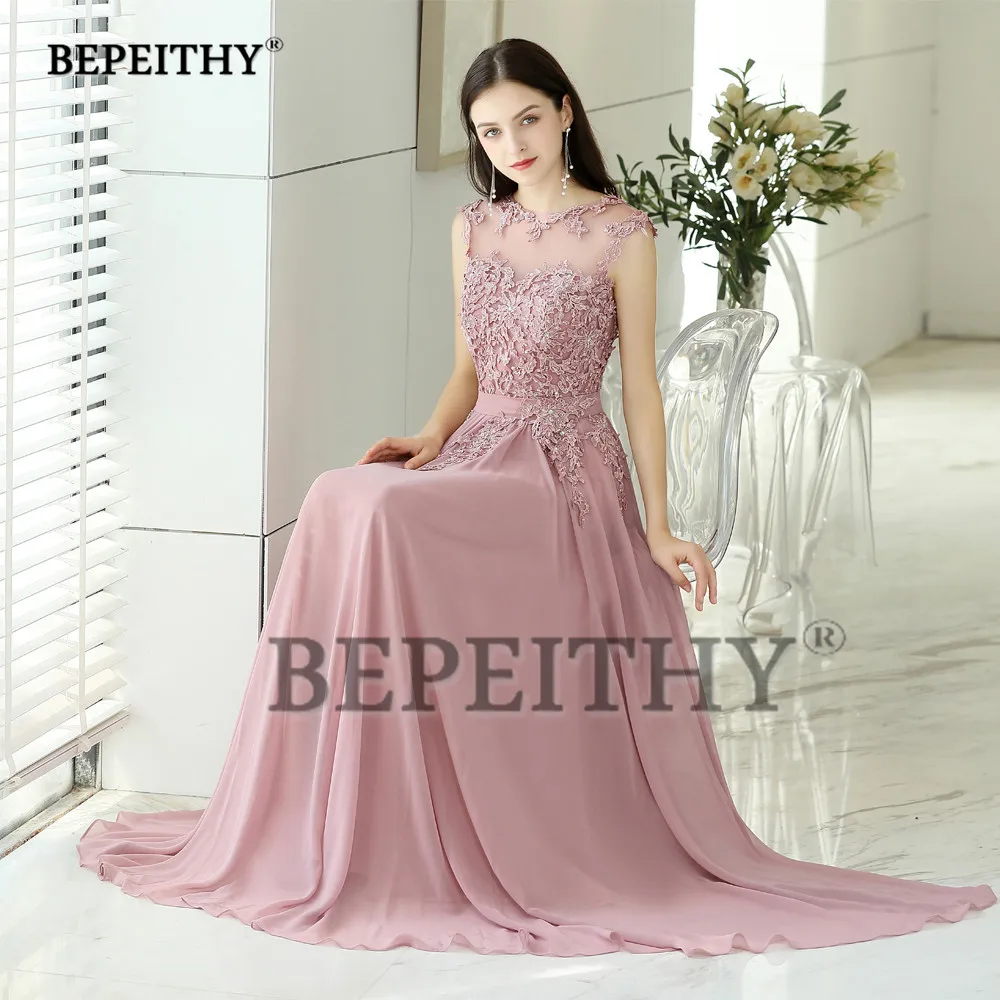 BEPEITHY розовые длинные вечерние платья Robe De Soiree винтажное выпускное платье с поясом vestido de festa вечерние платья