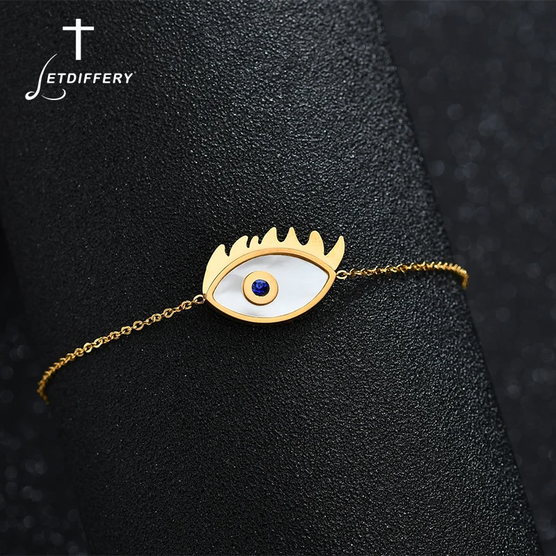 

Letdiffery Fashion Gold Color Devil Eye Bracelet Stainless Steel Adjustable Charm Link Bracelet For Women Valentine's day Gift