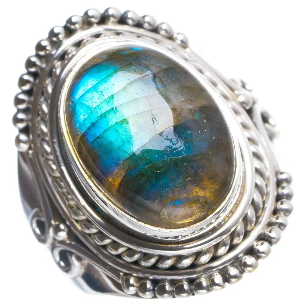 

Natural Blue Fire Labradorite Handmade Unique 925 Sterling Silver Ring 5.5 Y4270