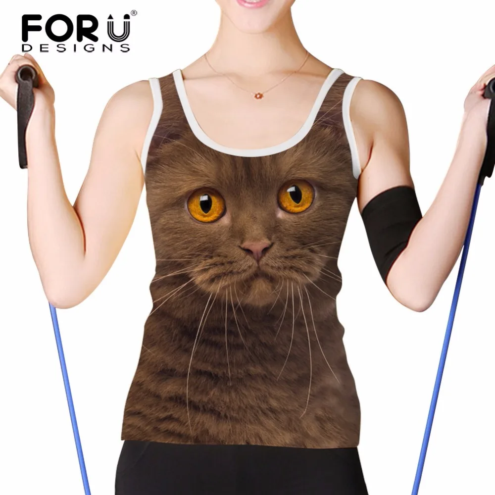 FORUDESIGN Animal Cats Fashion Vest Tops Women Pet Dogs Vest Slim