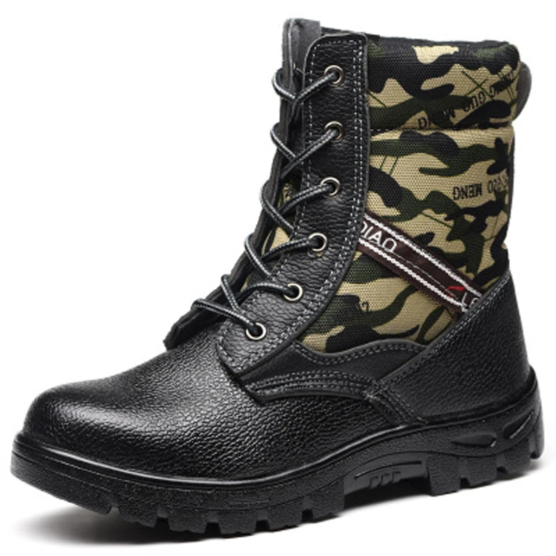 

Winter New Male Anti Smashing Cotton Steel Toe Work Shoes High Boots With Fur Men Puncture Proof Safety Shoes
