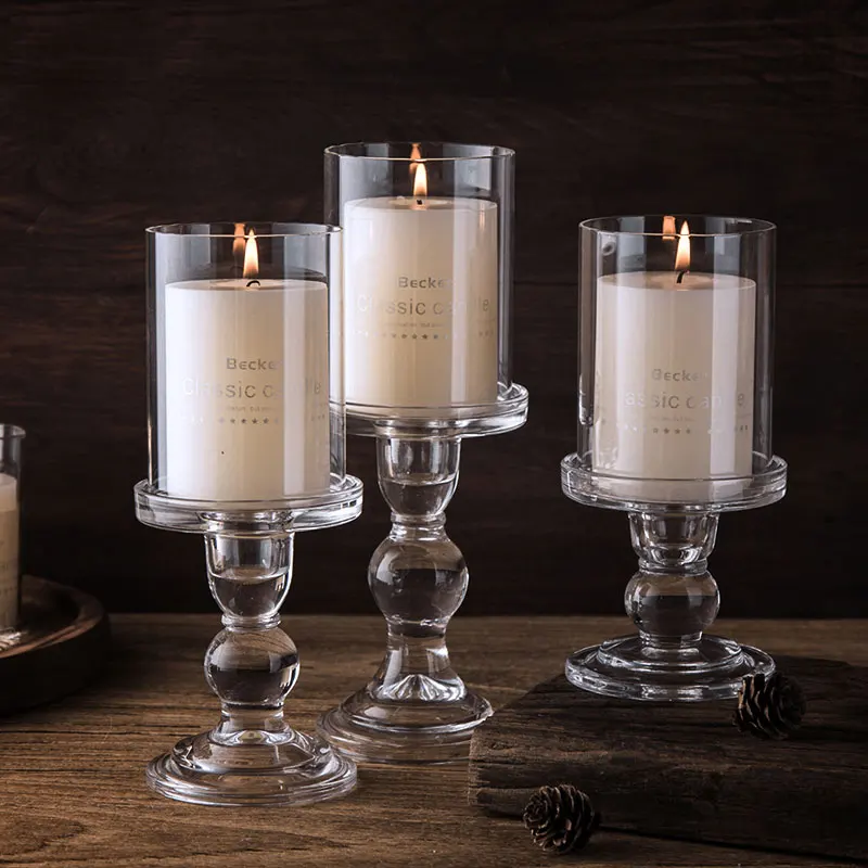 Pillar Hurricane Candle Holders Vintage