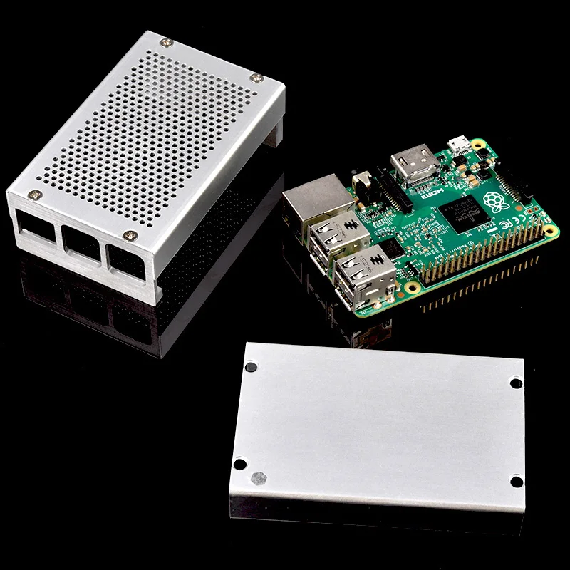 Raspberry Pi 3 Алюминий чехол серебристый корпус металлический корпус для ИРЦ 3 Модель B совместим с Raspberry Pi 3 модели B +