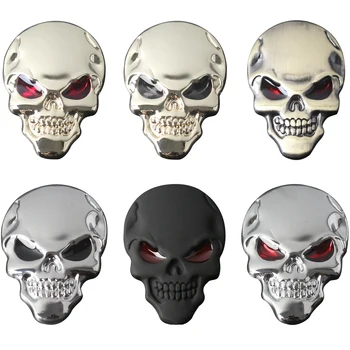 

3D Skull Emblem Badge Car sticker Skull Metal 3D Chrome Auto Emblem Decal Auto Motorcycle Skeleton Sticker For VW YAMAHA Honda