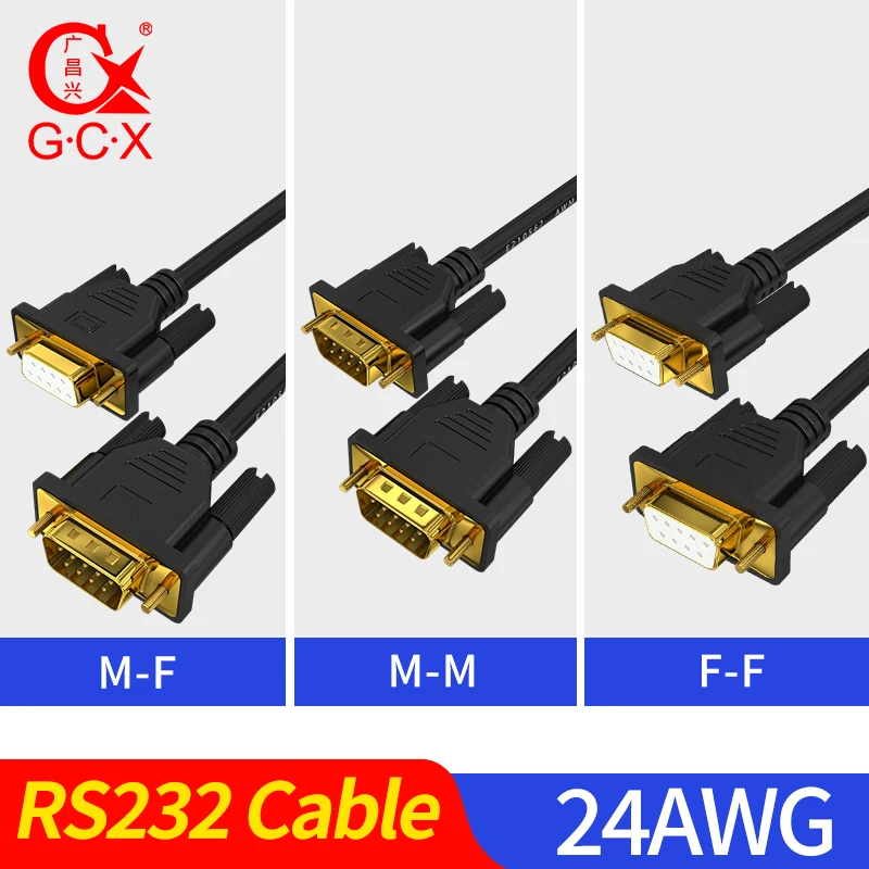 

GCX High Quality RS232 Cable Male to Male Female Serial Cable Adapter 24 AWG 9 Pin COM Cord Converter Gold Plated DB9 Cable