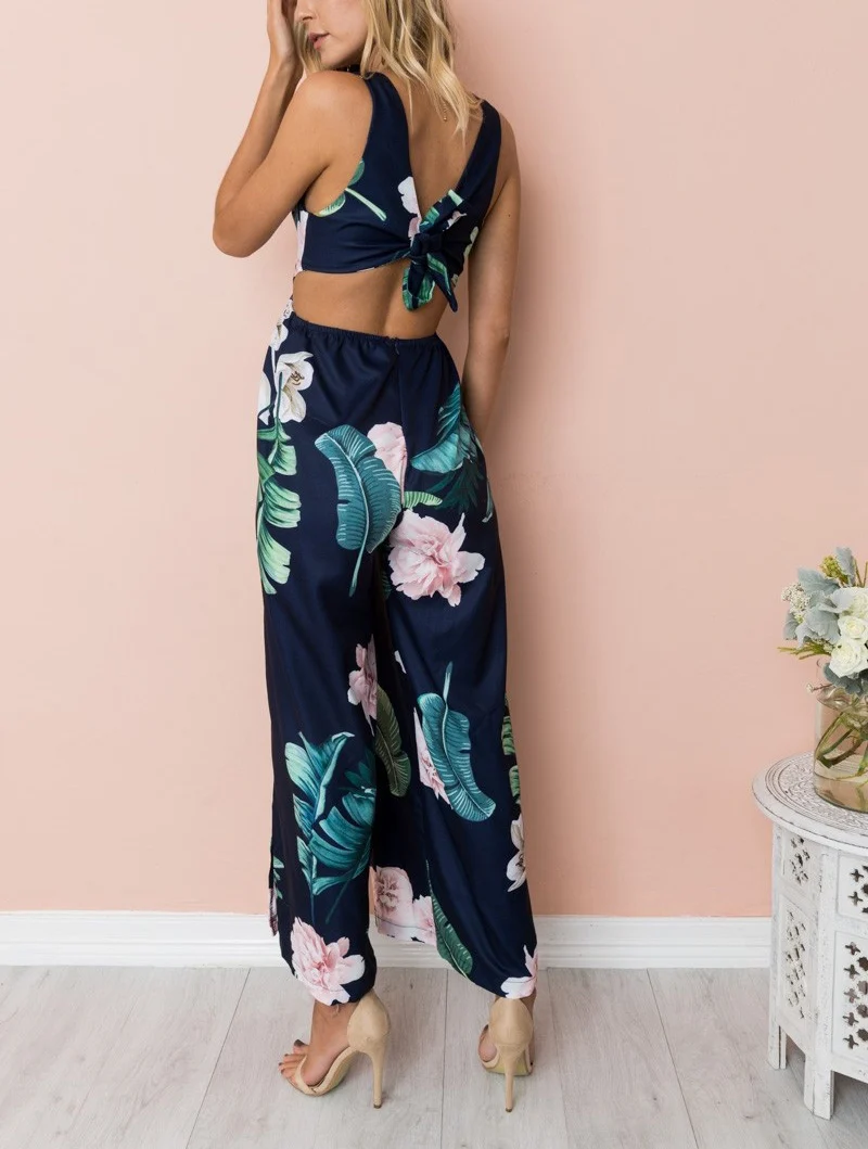 Gladiolus Hot Summer Jumpsuit Women 2019 V Neck Floral Print Split Long Pants Beach Sexy Jumpsuits 2019 Rompers Womens Jumpsuit (15)