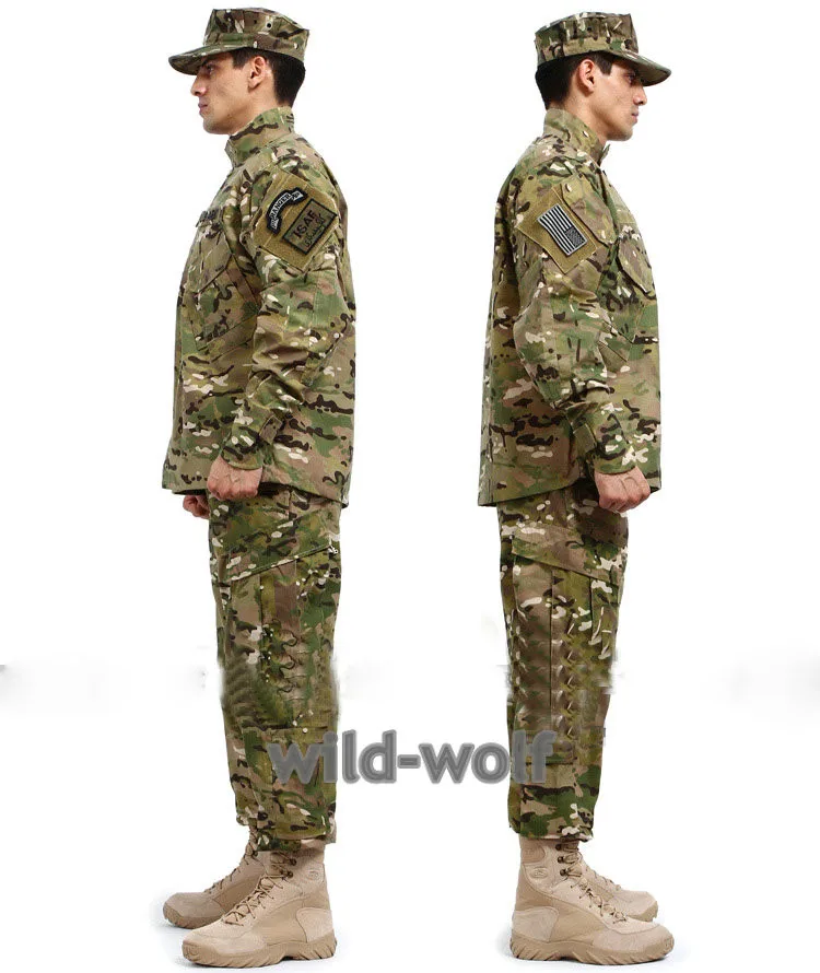 Тактический камуфляжная, с расцветкой Мультикам форма костюм Мужские военный охотничий cp, наборы из рубашки и брюк, Одежда для охоты комплект S-XXL Размеры