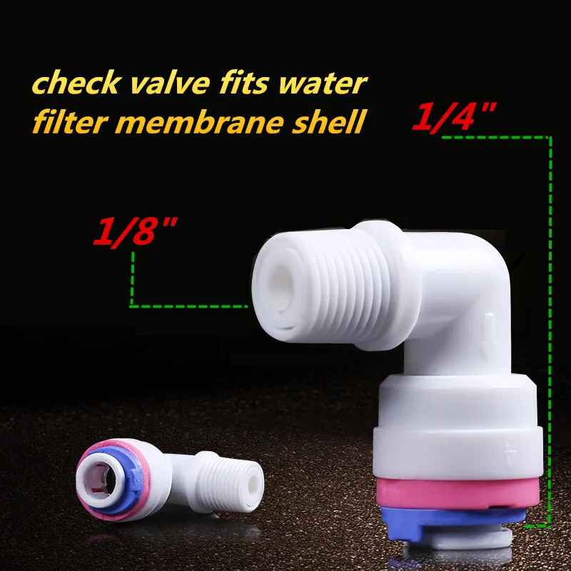 

Check Valve Fittings Union 1/4" OD Tube Connection 1/8" Male Elbow Quick Connector Fittings For Water Filter Parts