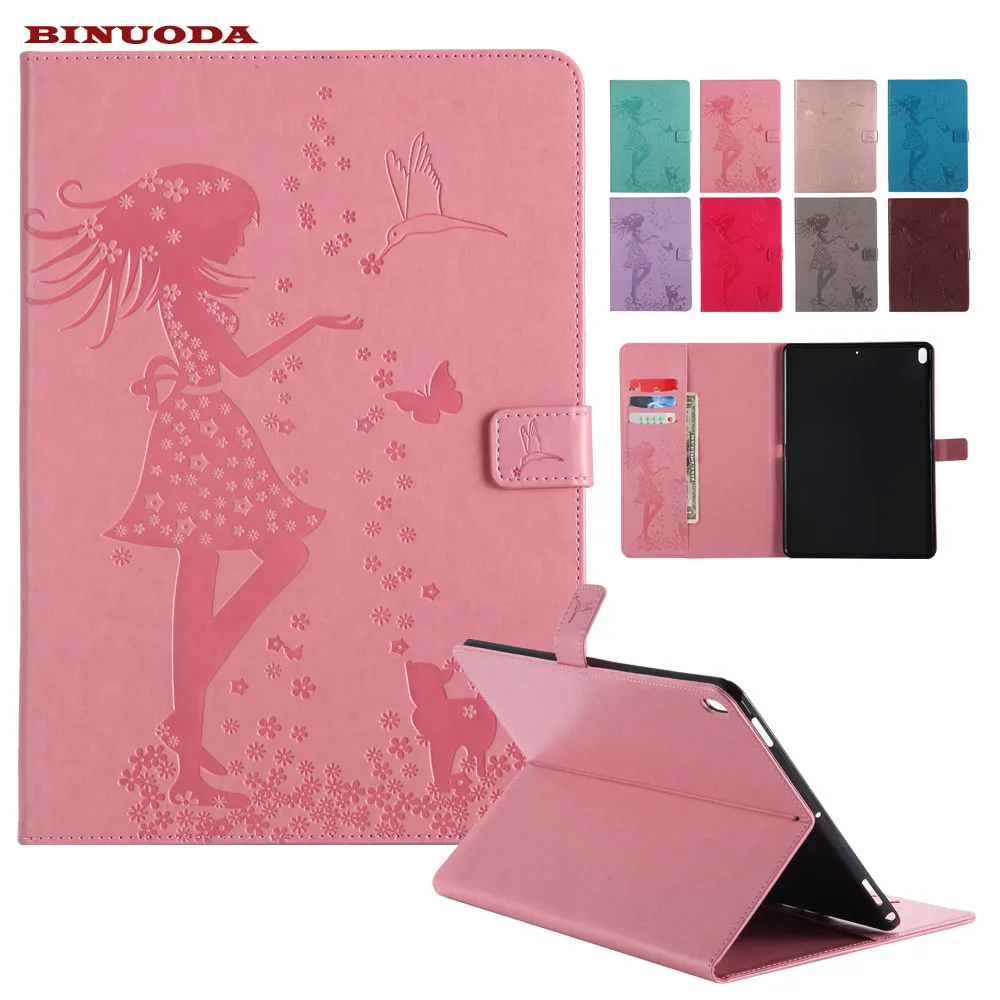 

Smart Case for iPad Pro 10.5 Magnetic Closure Emboss Women Cat PU Leather Wallet Flip Folio Cover Case for iPad Pro 10.5 Tablet