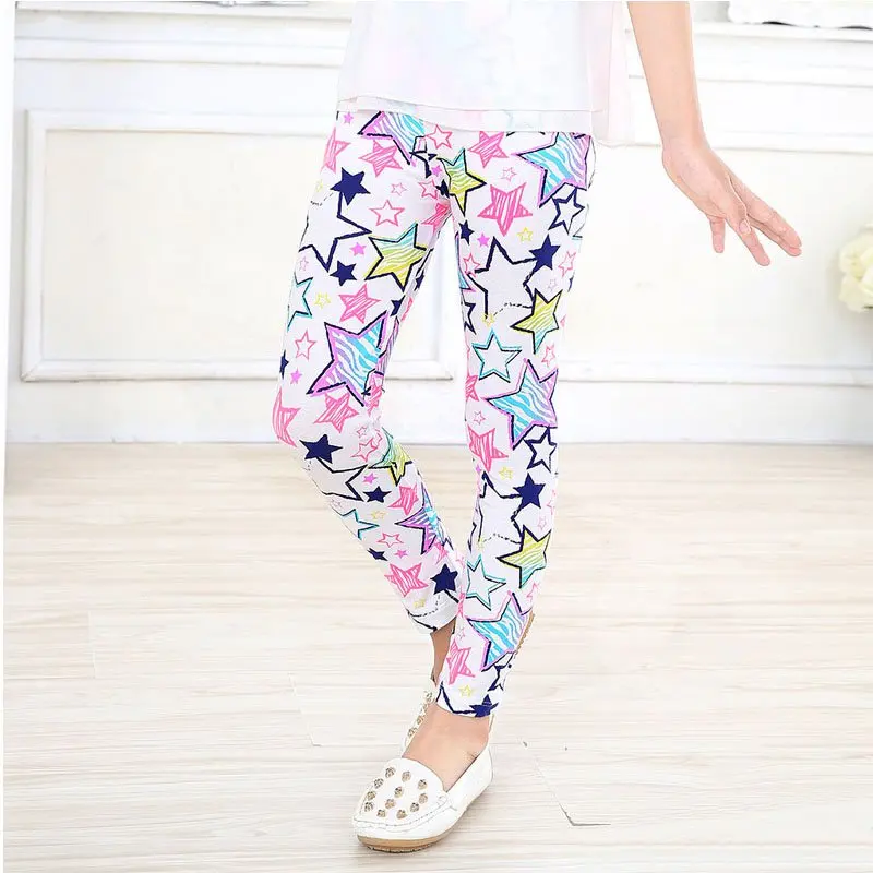 Эластичные длинные брюки с цветочным рисунком; От 2 до 14 лет леггинсы с цветочным принтом для маленьких девочек