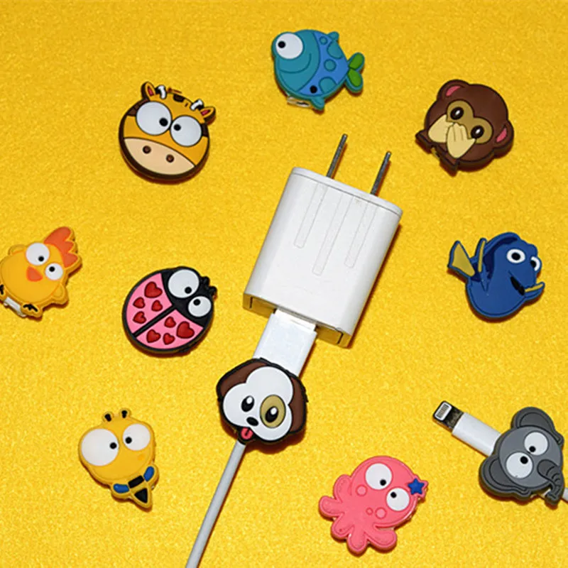 

5pcs Animal Silicone USB Cable Protector Data Line Cord Protection Case Cable Winder Cover For iPhone 5 6 6s 7 Plus 8 Samsung