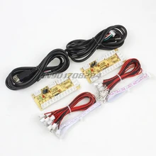 2x Zero Delay USB Encoder To PC Games For Arcade Sanwa Joystick Kits Parts Used 5 Pin Sticker and 2.8mm Push Buttons Cables