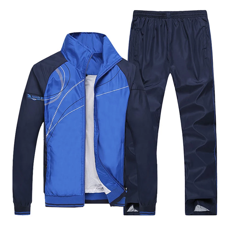 Мужские наборы для бега, спортивная одежда для спортзала, Осенние ветрозащитные костюмы для настольного тенниса, бадминтона, спортивные тренировочные костюмы для бега - Цвет: Blue